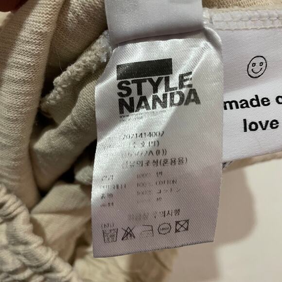 Stylenanda Drawstring Waist Cotton Shorts - Oatmeal - F - Picture 10 of 11